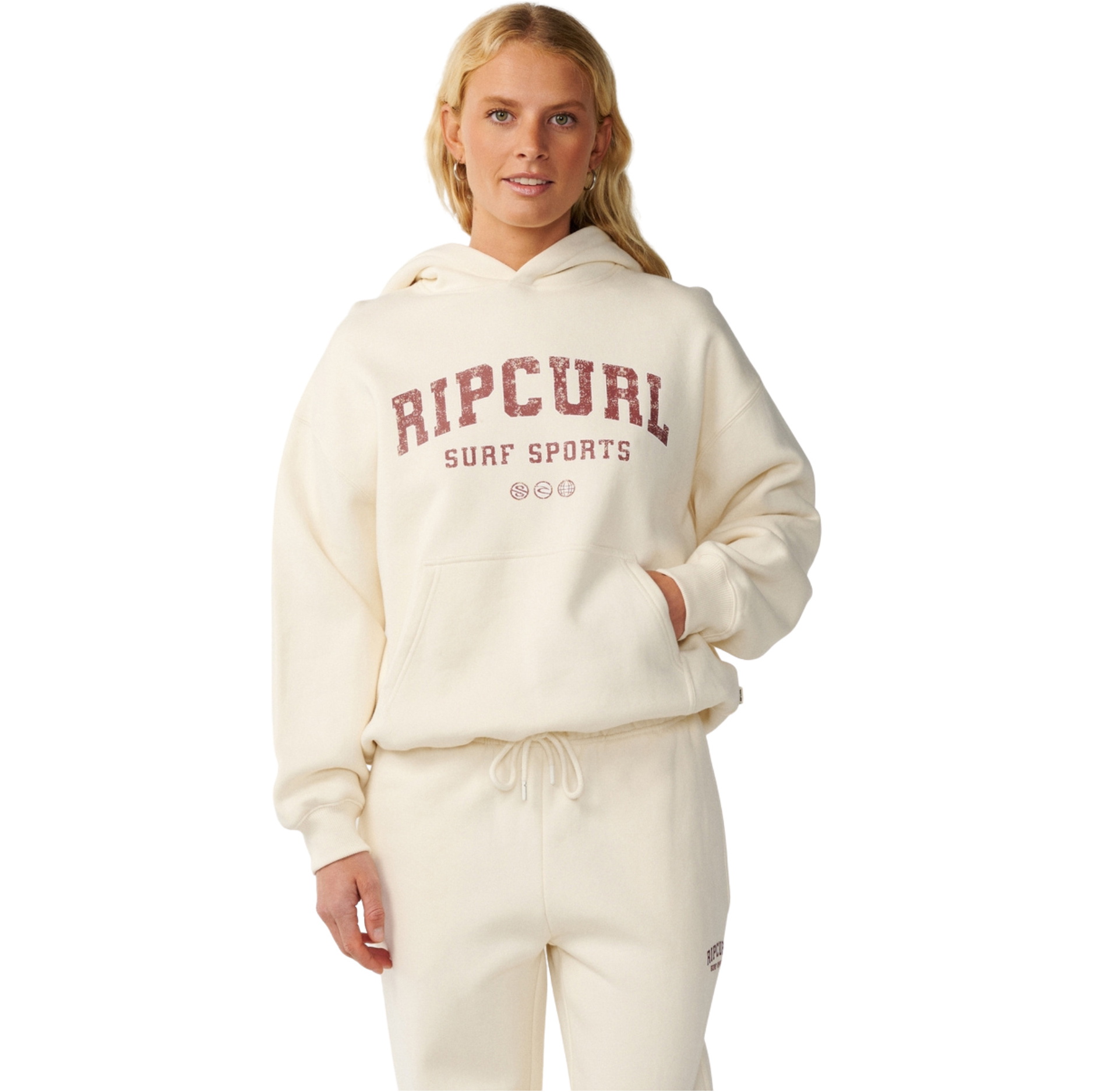 2026 Rip Curl Womens Varsity Sports Hoodie 0DUWFL - Bone